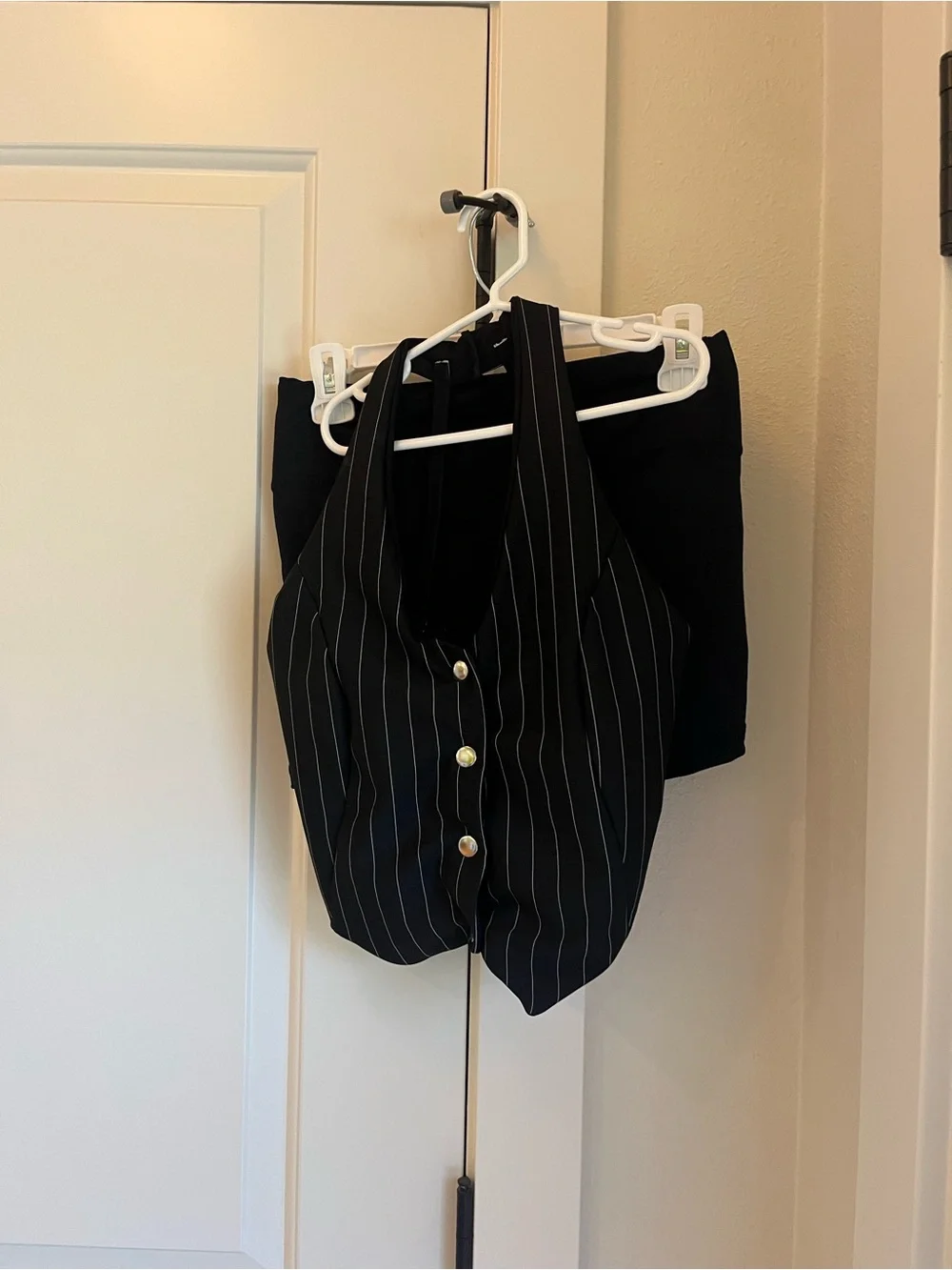 Vegas themed - Black Pinstripe Button Front Vest and Shorts
